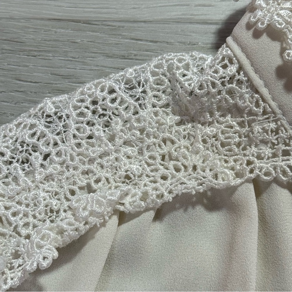 Love Youkki Feminine Lace Detail Ivory Button Up Blouse, Estimated Size Medium - Picture 4 of 11